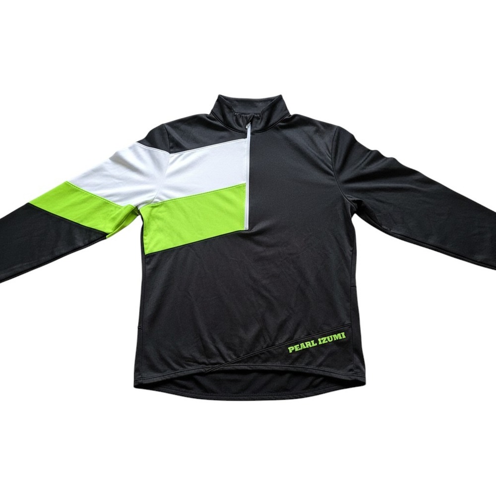 Pearl Izumi Launch LS Jersey Mens Medium Black Green Flash Cycling Top NEW